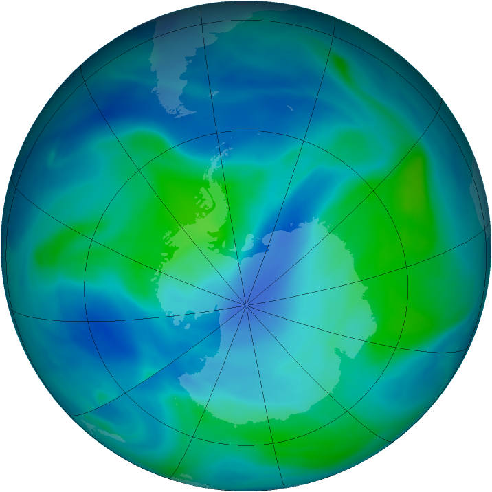 Antarctic ozone map for 12 February 2005